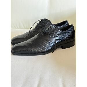 Stacy Adams Mens Lace Up Oxfords 8 Black Leather Derby Brogue Dress Shoes